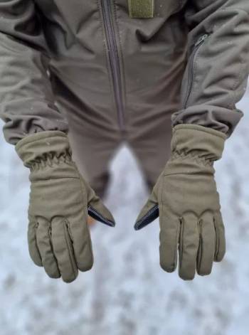 Розпродаж! Тактичні зимові перчатки рукавиці Софтшелл Soft Shell Олива